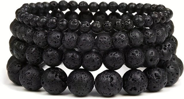 DAIPAN Armband, Vulkanische Perlen, Schwarz, Unisex - Bild 1