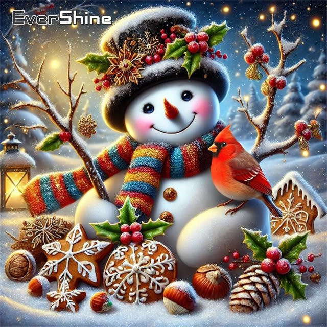 Evershine DIY Diamant Malerei Schneemann Winter Muster, Mosaik Handwerk - Bild 1