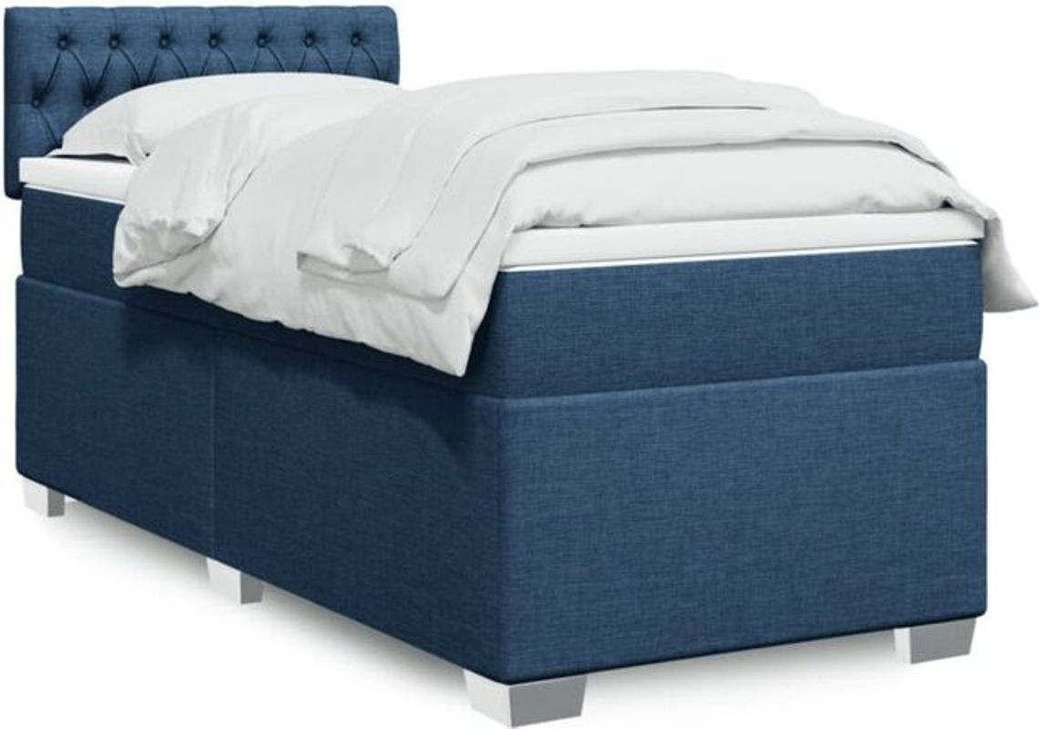 Vidaxl Boxspringbett mit Matratze in Blau und Weiß aus Stoff, B/T/H: 200 x 80 x 100,5 cm - Bild 1