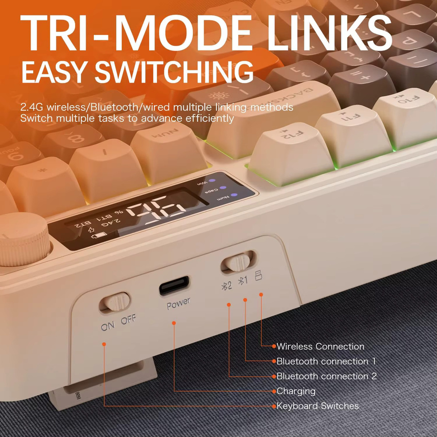 ZIYOU LANG Kabellose Gaming-Membrantastatur mit Display und Bluetooth/2,4 GHz sowie 3000 mAh Akku - Bild 3
