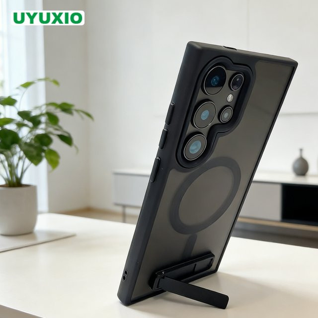 UYUXIO Magnetische Handyhülle mit Ständer für Samsung Galaxy S25 S23 S22 Ultra A15 A16 A26 A36 A55 A56 in Schwarz - Bild 1