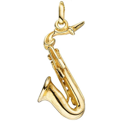 Colfem Anhänger Saxophon, 925 Sterling Silber, gold vergoldet - Bild 1