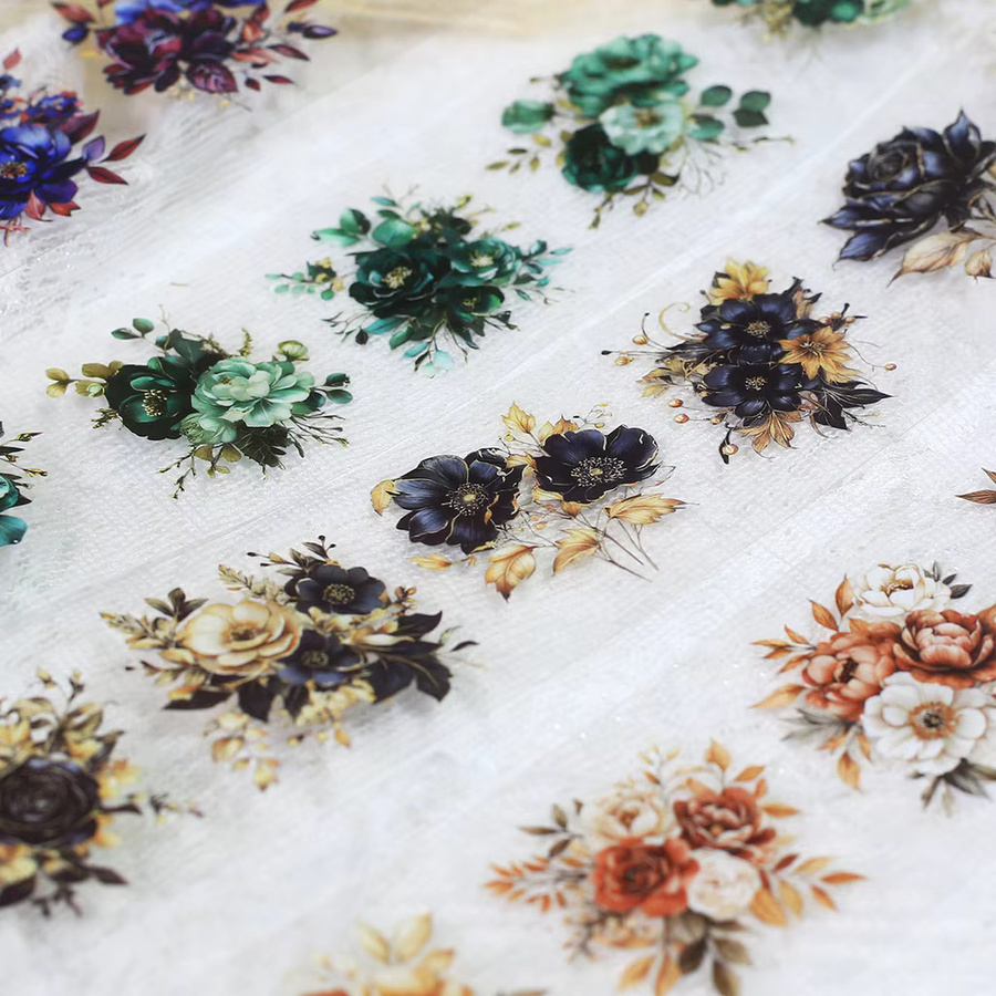Journamm Vintage-Blumen Washi Tape aus PET für Scrapbooking und DIY-Dekoration, Mehrfarbig, Breite: 5 cm, Länge: 2 m - Bild 4