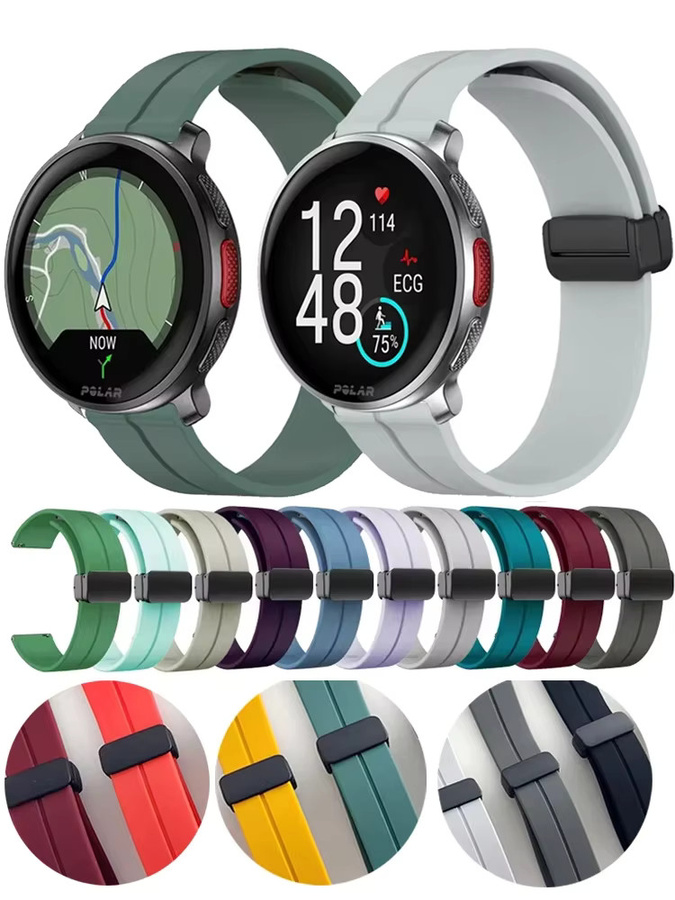 Polar Uhrenarmband Silikon, Magnetische Schnalle, Schwarz - Bild 5