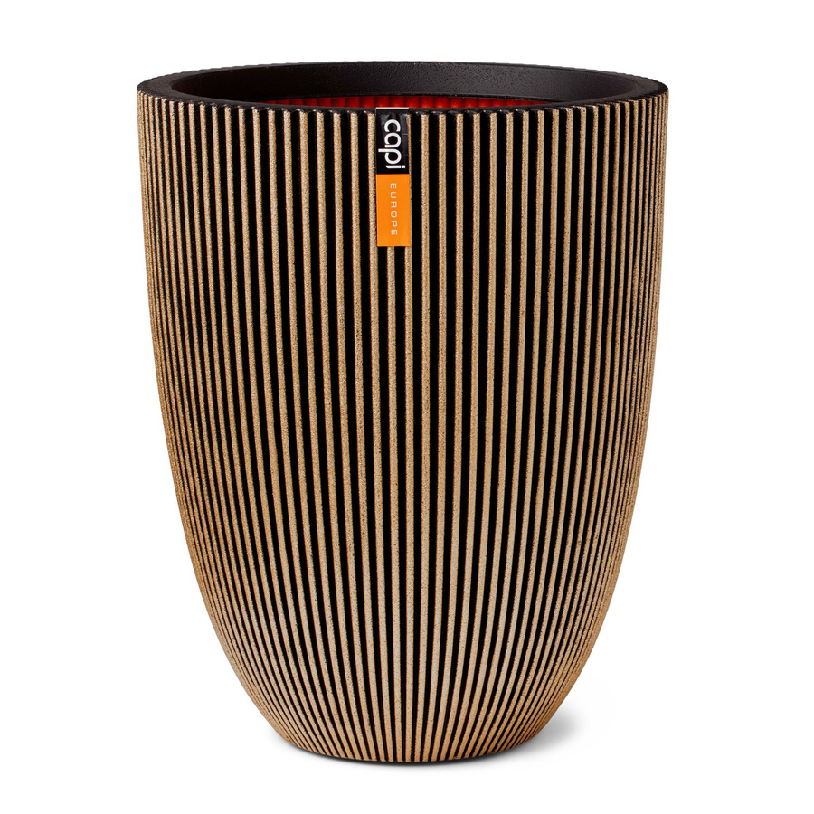 Capi Pflanzgefäß Groove Modern Schwarz und Gold Durchmesser: 46 cm, Höhe: 58 cm - Bild 3