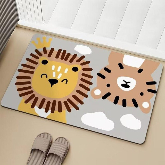 Saugfähige Badezimmer Fußmatte mit Cartoon-Tier-Motiv, schnelltrocknend und rutschfest, B/T: 50 x 30 cm, Mehrfarbig - Bild 1