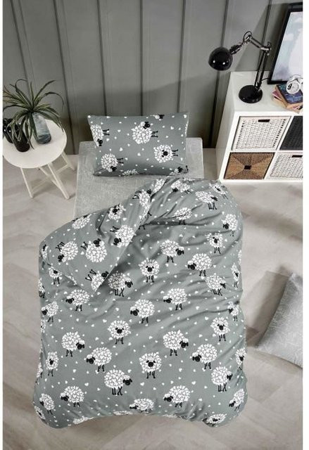 Bettwäsche-Set in Grau mit 1 Bettbezug und 2 Kissenbezügen aus Baumwolle und Polyester, B/H: 240 x 220 cm, Kissenbezüge: 60 x 80 cm - Bild 1