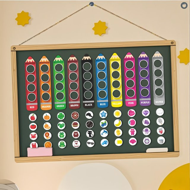 Magnetisches Wortkarten-Set in 10 Farben als Lernwerkzeug zum Sortieren und Zählen für Kinder - Bild 1