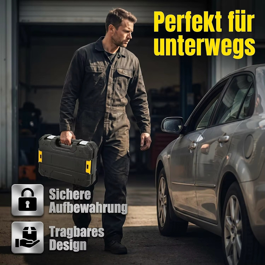 Garvee 108-teiliges Haushaltswerkzeugset in Schwarz mit Hammer, Zangen, Schraubendrehern und Steckschlüsseln in einer tragbaren Werkzeugbox - Bild 3