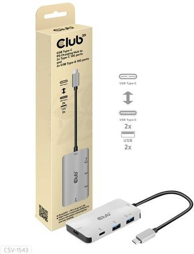 Club3D USB-C Hub mit 2 x USB 3.1 Gen 2 und 2 x USB-C 3.1 Gen 2, Farbe: Silber - Bild 2