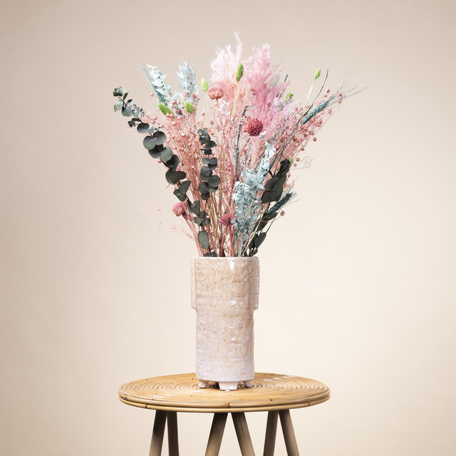 Trockenblumenstrauß BLUME2000 in Pink und Grün für den Tisch - Bild 1
