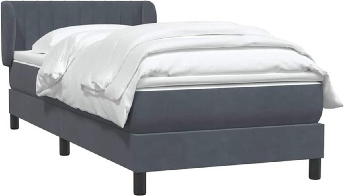vidaxl Boxspringbett mit Matratze aus Samt in Dunkelgrau, B/L: 80 x 220 cm - Bild 1