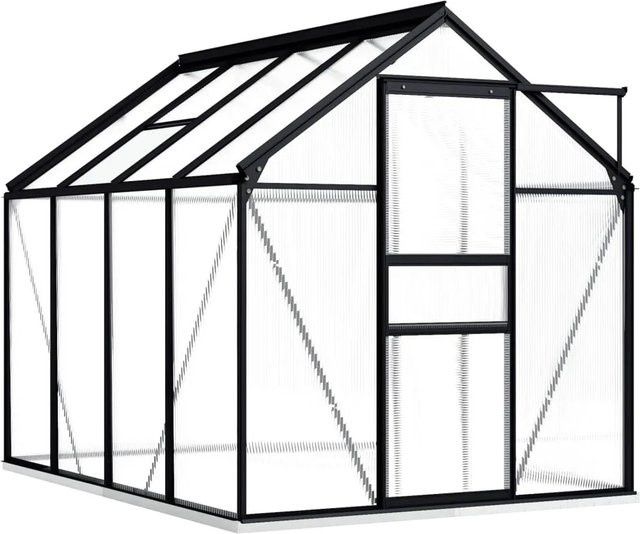 Aluminium Gewächshaus mit Fundament in Anthrazit mit 4,75 m² Fläche - Bild 1