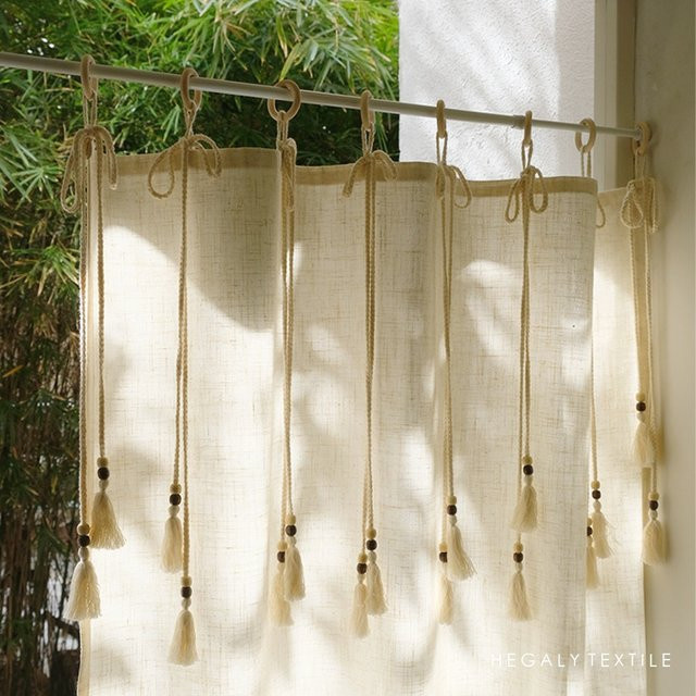 CENTURyMiG Halbvorhang im japanischen Stil in Beige, 1-teilig, modern und halbtransparent mit Leinengefühl, Breite: 107 cm, Höhe: 150 cm - Bild 1