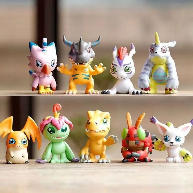 9er Set Digimon Abenteuer Anime Figuren von TAKARA TOMY als bunte Schlüsselanhänger und Desktop-Ornamente in Multicolor - Bild 1