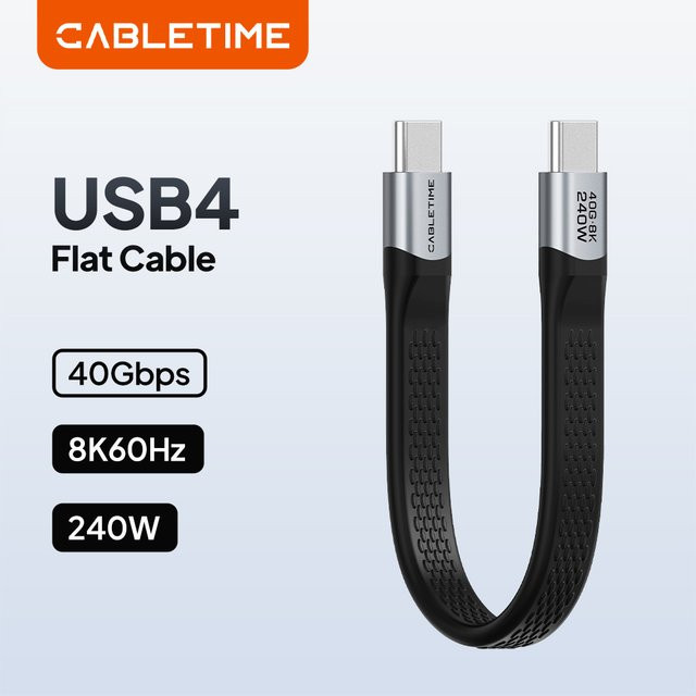 CABLETIME USB4-Kabel in Schwarz: USB-IF-zertifiziertes USB-C Schnellladekabel mit 40 Gbit/s, 8K 60 Hz und PD 100 W für MacBook Pro und Laptops - Bild 1