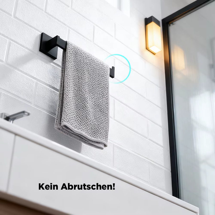 Bagnolux Handtuchhalter-Set aus Edelstahl 304 in Mattschwarz zur Wandmontage - Bild 2
