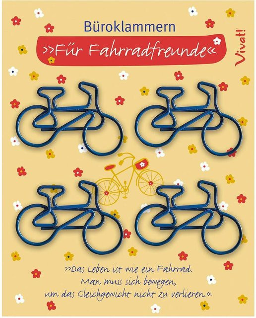 4er-Set Büroklammern Fahrradfreunde von St. Benno Verlag aus Metall in Blau - Bild 1