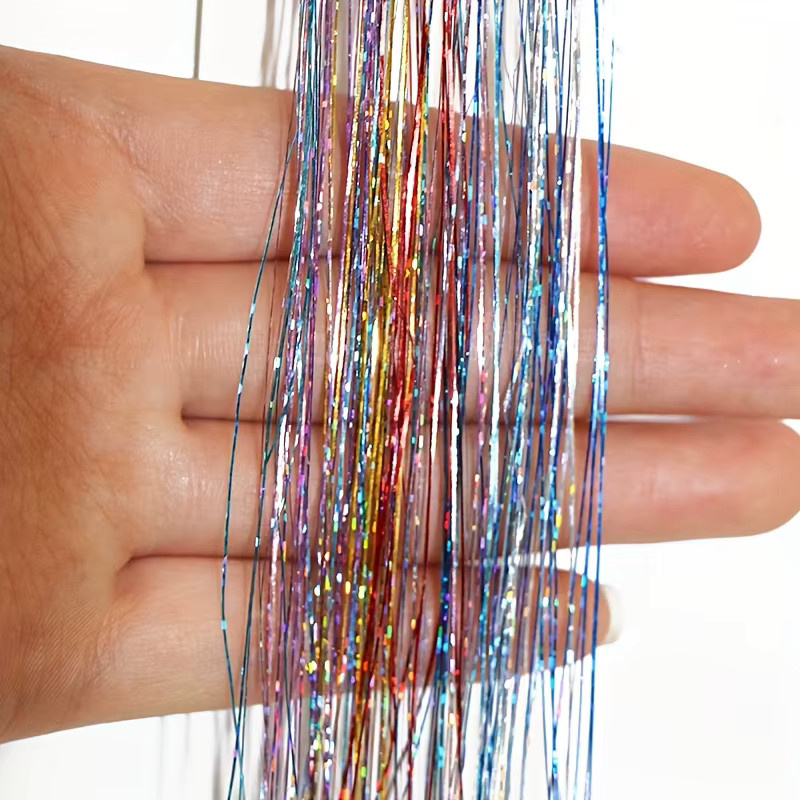 Refeeny Glitzernde Feenhaarverlängerungen, 20-Zoll-Haarverlängerungen aus synthetischen Fasern, mit 6 Clips - Bild 5