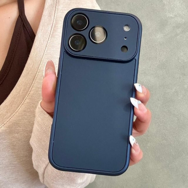 Stoßfeste Bumper-Hülle mit Kamera-Glasabdeckung für Apple iPhone 11 bis 17 Pro Max in Blau Matt - Bild 1