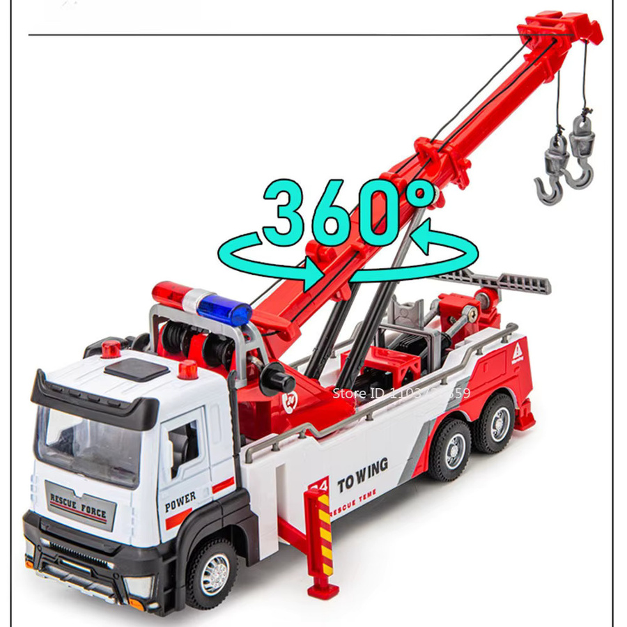 YBC YIBAICHENG Doppelhaken-Wrecker-Modell, Spielzeugauto, 1:32, Metall, mit Licht und Sound - Bild 4
