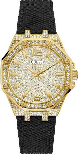 Guess Damenuhr, Quarz, Edelstahl, Silber, 40 mm, Textil/NATO, Diamantbesetzt - Bild 1