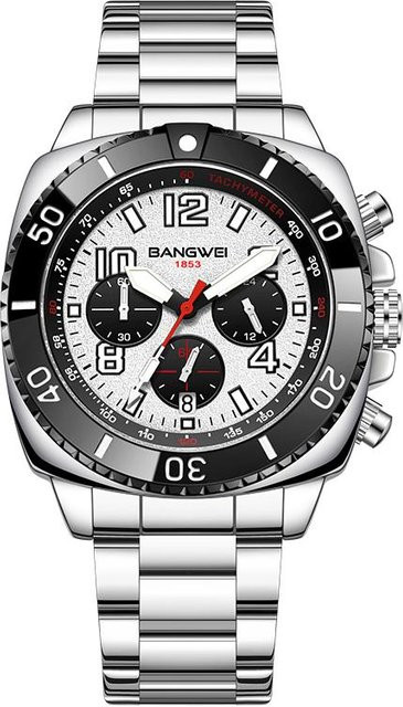 BANGWEI Chronograph, Quarz, Edelstahl, 44 mm, Herren, silber/schwarz - Bild 1