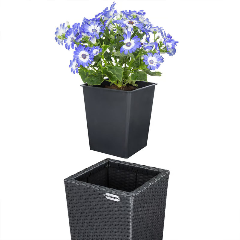 CASARIA Polyrattan Blumentopf 3er-Set Schwarz - Bild 2