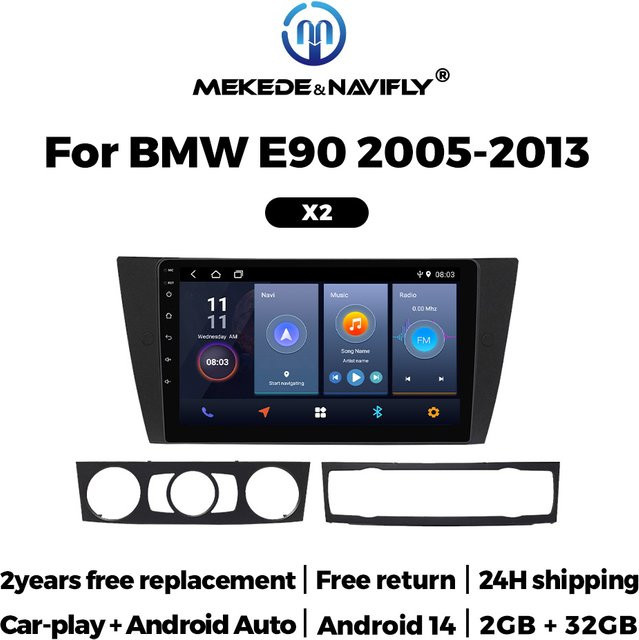 MEKEDE Android 14 Autoradio mit IPS Touchscreen, GPS und WIFI für BMW 3-Serie E90 E91 E92 E93, Multimedia Stereo mit Carplay, Schwarz - Bild 1