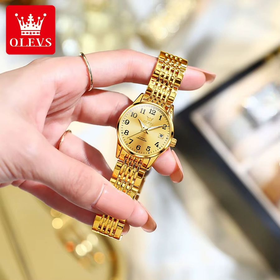 OLEVS Armbanduhr, Automatik, Edelstahl, Gold, Damen - Bild 2