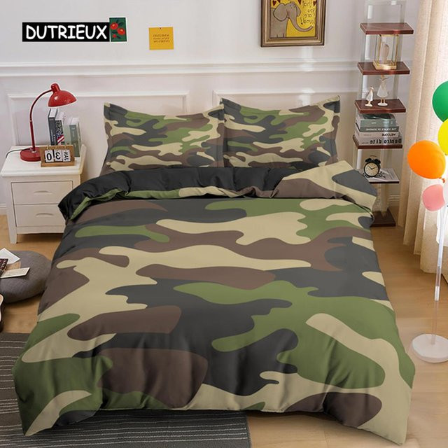 Binchi Bettwäsche-Set Camouflage mit Kissenbezug aus Mikrofaser, Mehrfarbig, B/H: 135 x 200 cm - Bild 1