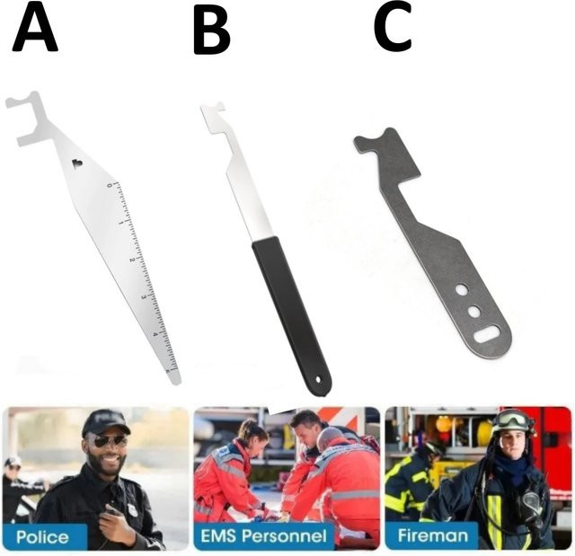 Multifunktionales Feuerwehrwerkzeug itstool als manueller Türöffner und Schlosser-Werkzeug mit Unterlegscheibe und Karte - Bild 1