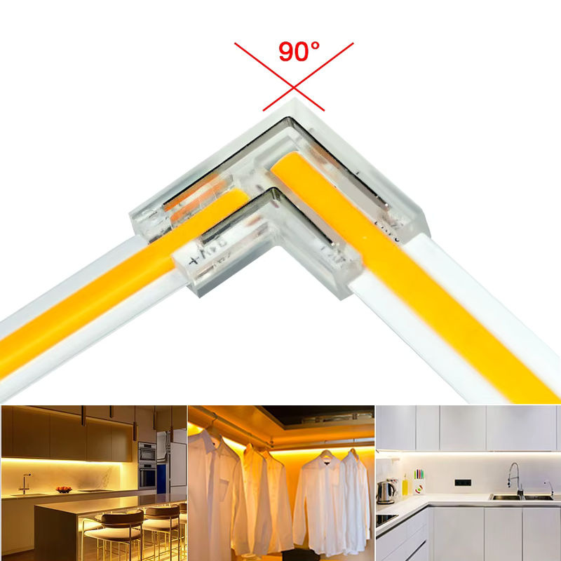 Asign 5 Stück COB-LED-Streifen-Eckverbinder L-förmig mit festen Klemmen für 5 mm, 8 mm und 10 mm Breite (2-polig, 3-polig, 4-polig) - Bild 2