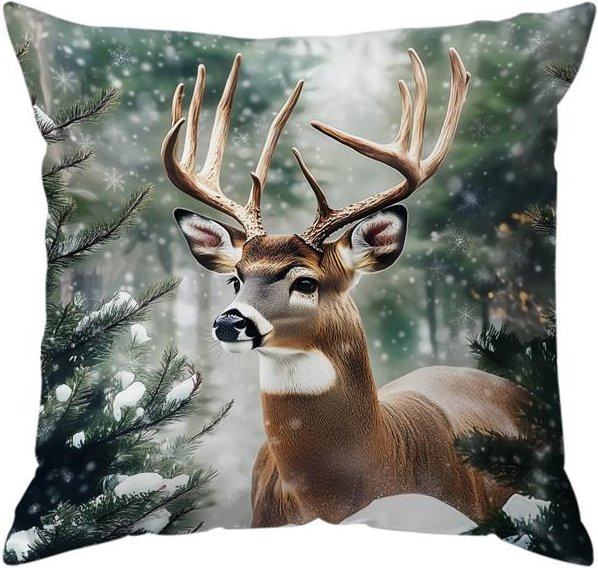 JMG Clothing Bedruckter Kissenbezug Hirsch und Wald, Mehrfarbig, B/H: 40 x 40 cm - Bild 1