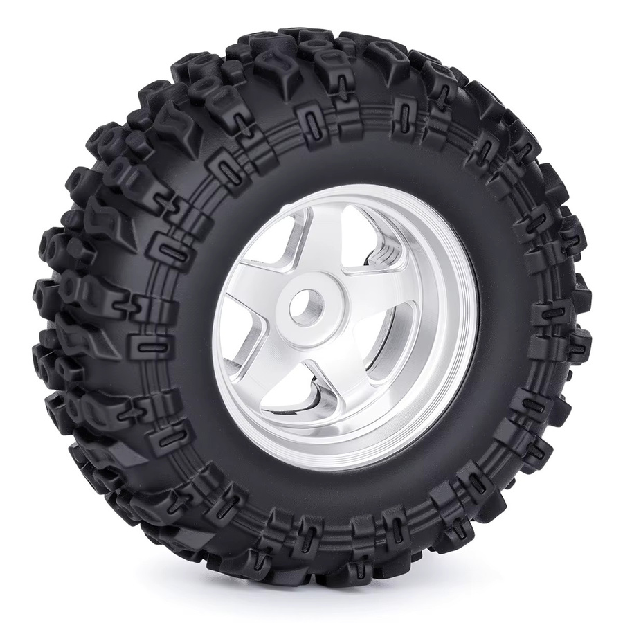 Fimonda Beadlock-Felgen mit Reifen, 0,7 Zoll, Schwarz, 1:30, Metall - Bild 1