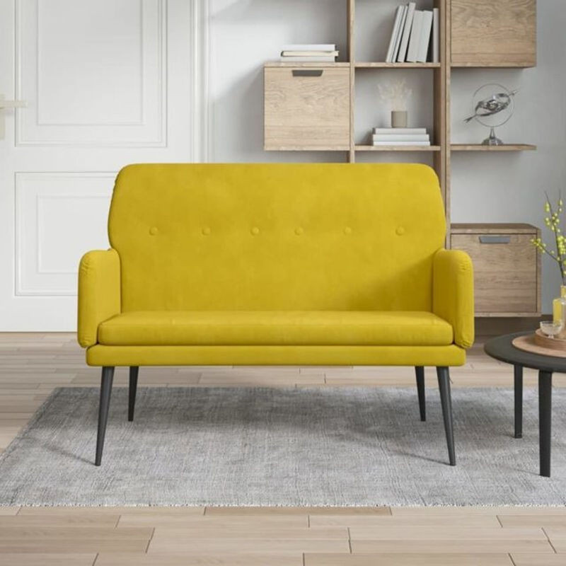 Vidaxl Sitzbank mit Rückenlehne aus Samt in Gelb, B/T/H: 108 x 79 x 79 cm - Bild 1