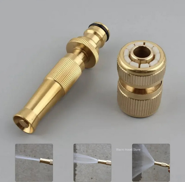 Einstellbare Hochdruck-Gartensprinklerdüse als Wasserpistole mit Direktsprüh-Schnellanschluss in Gold - Bild 1