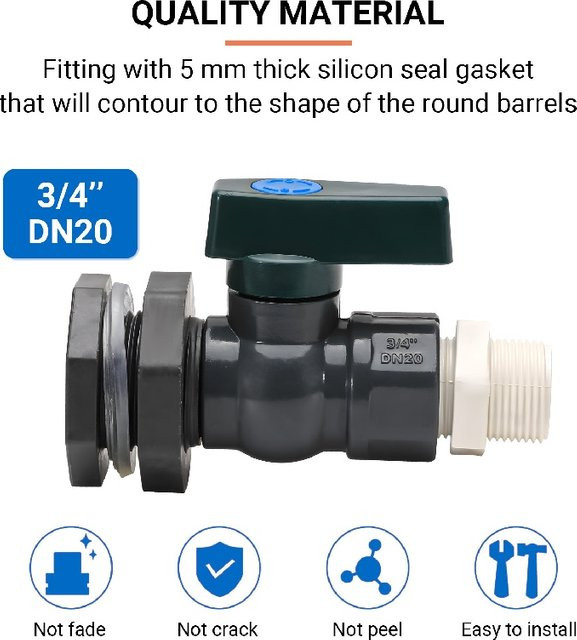 PVC Wasserfass-Zapfen-Set mit Ablaufadapter und Innenanschluss in Schwarz für Garten und Regentonne - Bild 1
