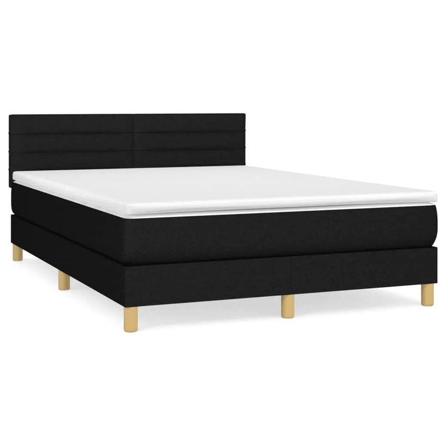 vidaXL Boxspringbett Hybrid mit Matratze und Taschenfederkern Schwarz B/T/H: 140 x 200 cm - Bild 2