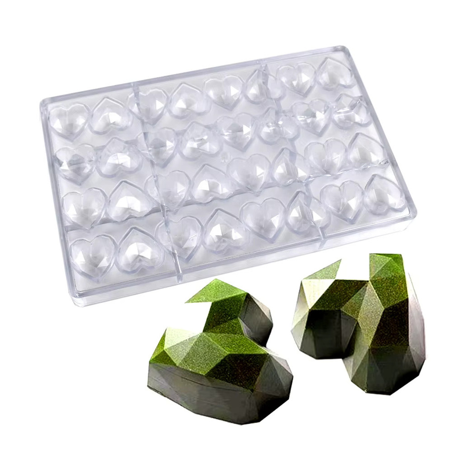 ALICAKE Schokoladenform Diamant-Herzform aus transparentem Polycarbonat für Konditorei und Backzubehör - Bild 6
