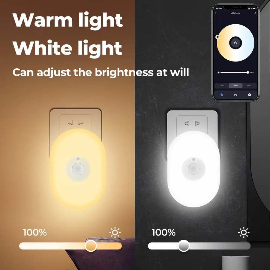 Tuya Smart LED Nachtlicht mit WLAN und PIR-Bewegungssensor, weiße Wandlampe für das Schlafzimmer - Bild 4