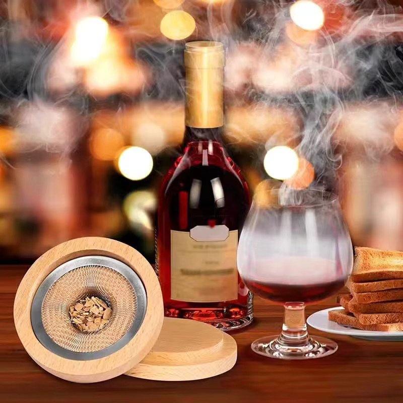 Smoking Master Cocktail-Räucher-Set mit 4 natürlichen Geschmacksrichtungen und Holzspäne-Ei in Braun für Bourbon Whiskey und Old Fashioned Getränke - Bild 3