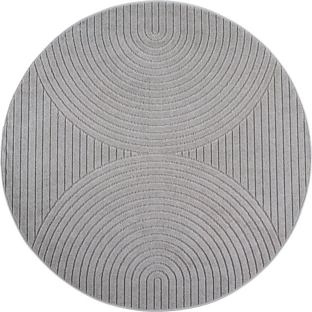 Ayyildiz Kurzflorteppich Nova im Boho-Design, Farbe Silber, Durchmesser: 160 cm - Bild 1