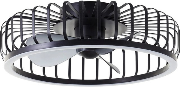 Brilliant LED-Deckenleuchte Capo mit Ventilator in Schwarz, dimmbar mit Fernbedienung, Durchmesser: 48 cm