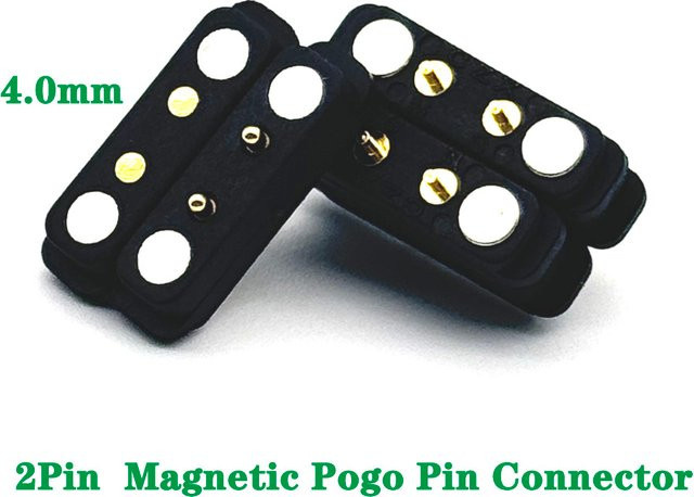 LAJQTAO Magnetischer Pogo-Pin-Steckverbinder 2-polig, Wasserdichter DC-Schnellladeanschluss, Männlich und Weiblich, Schwarz, 4,0mm - Bild 1