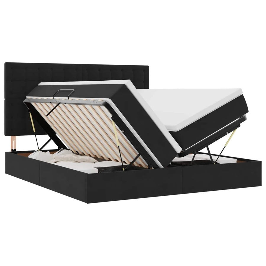 vidaXL Bett mit LED-Lichtleisten aus Samt in Schwarz mit Lift-up-Basis, B: 200 cm, T: 203 cm, H: 88 cm - Bild 2