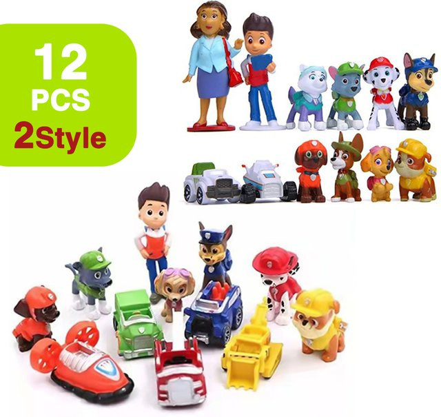 Bandai Paw Patrol Figuren, Spielzeugautos, 12 Stück - Bild 1