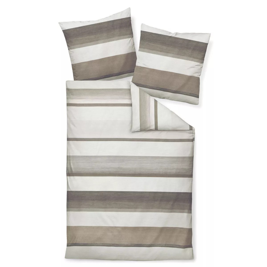 Janine Biber Bettwäsche Davos Streifen aus Flanell in Grau Silber Braun, B/H: 240 x 220 cm - Bild 1