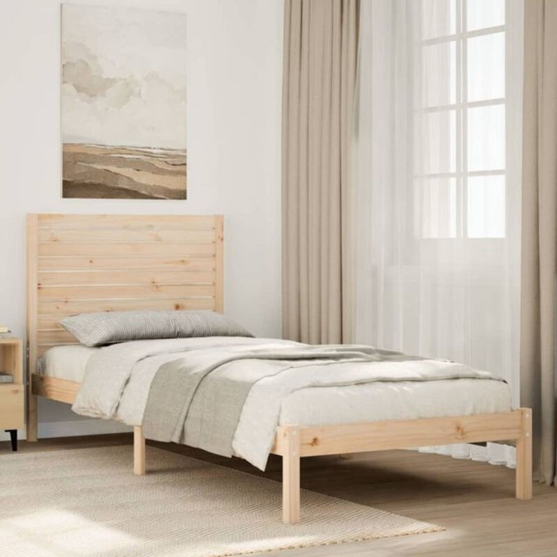 Massivholzbett aus Kiefer von Vidaxl in Braun, Landhaus und Skandinavisch Stil, B/T/H: 90 x 220 cm - Bild 1
