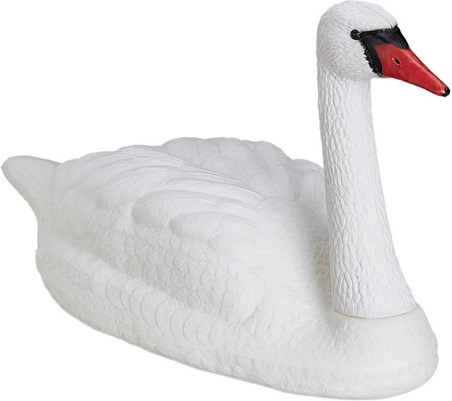 Relaxdays Gartendeko Schwan aus Kunststoff in Weiß, wetterfest und schwimmend, B/T/H: 81 x 42,5 x 34 cm - Bild 1